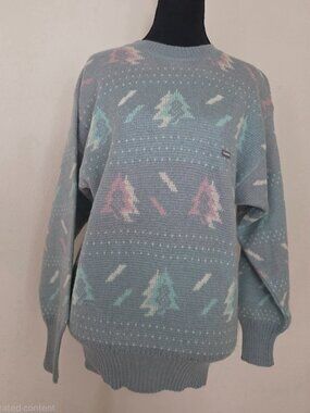 Vintage Pastel Eisbar Wool Blend Sizes M or 38 Pastel Color Sweater with Trees